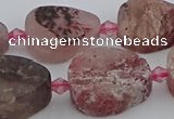 CBQ671 15.5 inches 13*18mm flat teardrop matte strawberry quartz beads