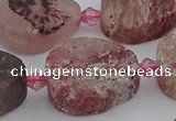 CBQ672 15.5 inches 15*20mm flat teardrop matte strawberry quartz beads