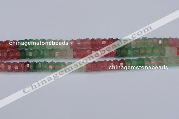 CBQ675 15.5 inches 4*7mm faceted rondelle mixed strawberry quartz beads