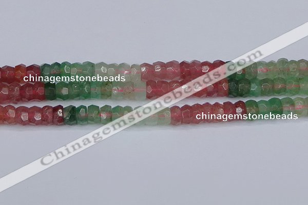 CBQ676 15.5 inches 5*9mm faceted rondelle mixed strawberry quartz beads