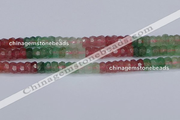 CBQ677 15.5 inches 6*11mm faceted rondelle mixed strawberry quartz beads