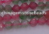 CBQ681 15.5 inches 6mm faceted nuggets mixed strawberry quartz beads