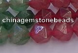 CBQ683 15.5 inches 10mm faceted nuggets mixed strawberry quartz beads