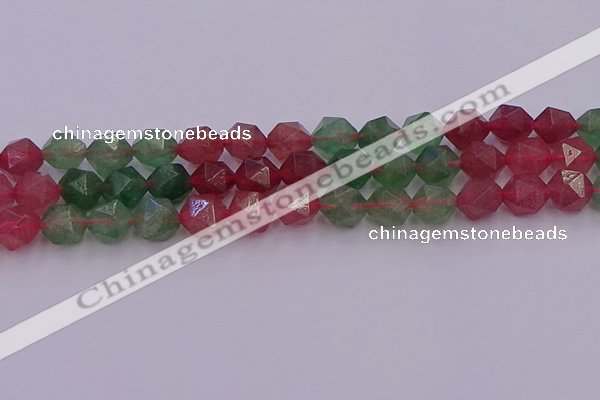 CBQ684 15.5 inches 12mm faceted nuggets mixed strawberry quartz beads