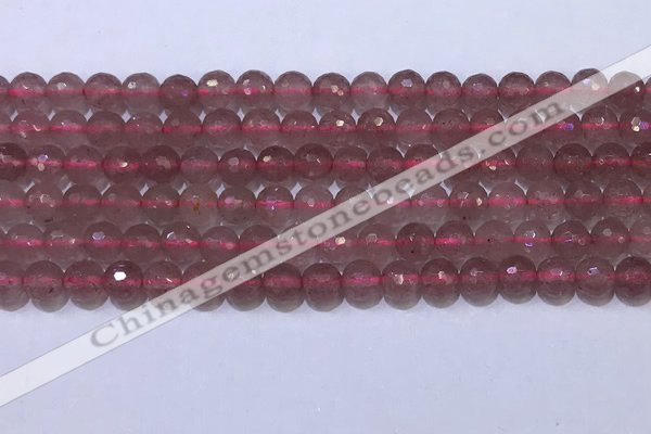 CBQ701 15.5 inches 6mmm faceted round strawberry quartz beads