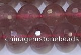 CBQ702 15.5 inches 8mmm faceted round strawberry quartz beads