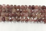 CBQ711 15.5 inches 6*10mm - 8*11mm faceted tyre strawberry quartz beads