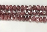 CBQ712 15.5 inches 6*12mm - 8*13mm faceted tyre strawberry quartz beads