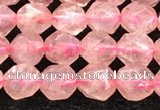 CBQ718 15.5 inches 6mm faceted nuggets strawberry quartz beads