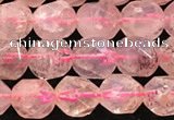 CBQ719 15.5 inches 8mm faceted nuggets strawberry quartz beads