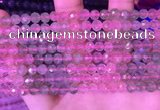 CBQ723 15.5 inches 6mm faceted round mixed strawberry quartz beads