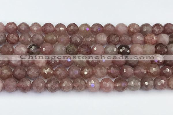 CBQ763 15 inches 9mm faceted round strawberry quartz beads