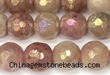 CBQ775 15 inches 6mm faceted round AB-color strawberry quartz beads