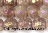 CBQ776 15 inches 8mm faceted round AB-color strawberry quartz beads