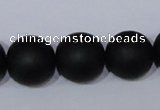 CBS07 15.5 inches 16mm round black stone beads wholesale