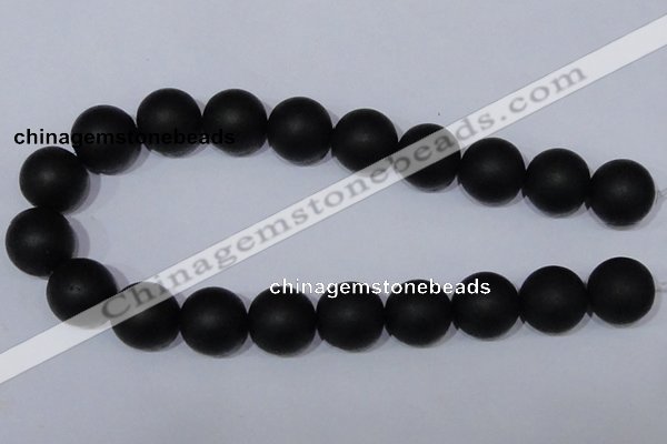 CBS07 15.5 inches 16mm round black stone beads wholesale