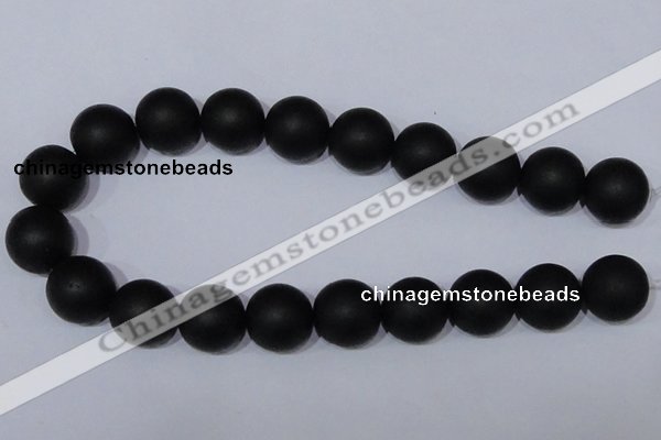 CBS08 15.5 inches 18mm round black stone beads wholesale