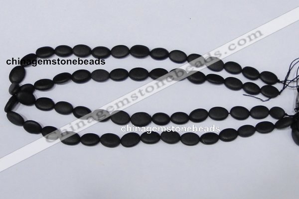 CBS10 15.5 inches 10*12mm oval black stone beads wholesale