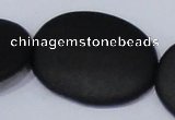 CBS11 15.5 inches 30*40mm oval black stone beads wholesale