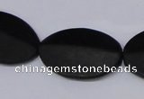 CBS12 15.5 inches 18*25mm oval black stone beads wholesale