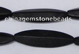 CBS14 15.5 inches 12*40mm marquise black stone beads wholesale