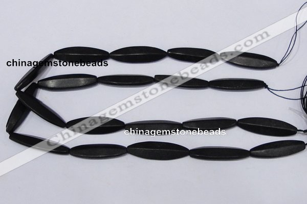 CBS14 15.5 inches 12*40mm marquise black stone beads wholesale