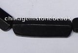 CBS15 15.5 inches 12*40mm cylinder black stone beads wholesale