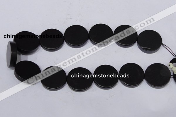 CBS20 15.5 inches 30mm coin black stone beads wholesale