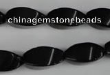 CBS215 15.5 inches 10*20mm twisted rice blackstone beads wholesale