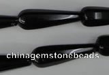 CBS218 15.5 inches 10*30mm faceted teardrop blackstone beads wholesale