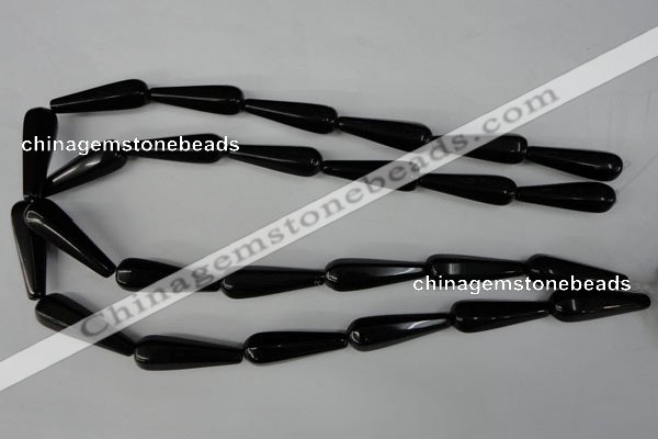 CBS218 15.5 inches 10*30mm faceted teardrop blackstone beads wholesale