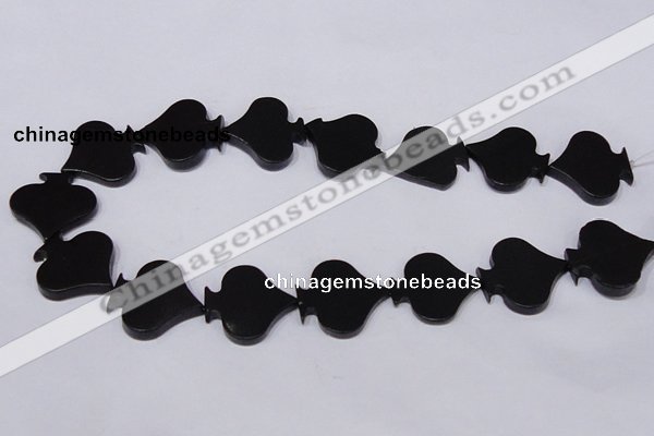 CBS22 15.5 inches 28*28mm heart black stone beads wholesale