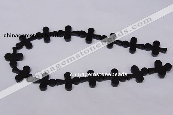 CBS23 15.5 inches 22*26mm cross black stone beads wholesale