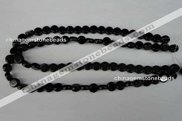 CBS238 15.5 inches 10mm flat round blackstone beads wholesale