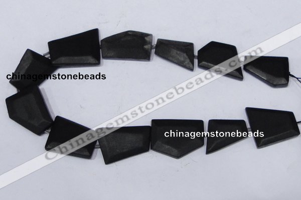 CBS24 15.5 inches 20*30mm freeform black stone beads wholesale