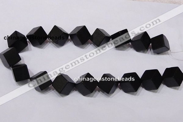 CBS25 15.5 inches 15*15mm cube black stone beads wholesale