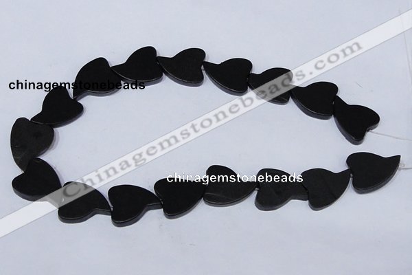 CBS26 15.5 inches 20*26mm heart black stone beads wholesale