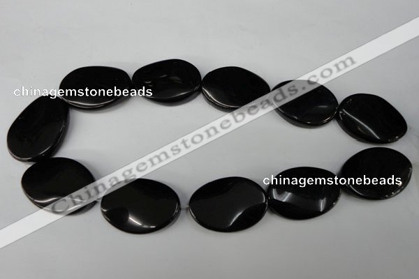 CBS260 15.5 inches 25*35mm twisted oval blackstone beads wholesale