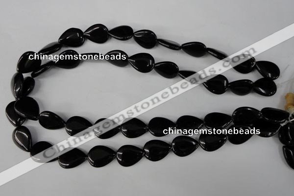 CBS265 15.5 inches 13*18mm flat teardrop blackstone beads wholesale