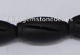 CBS29 15.5 inches 18*36mm carved drum black stone beads wholesale