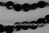 CBS291 15.5 inches 8mm faceted coin blackstone beads wholesale