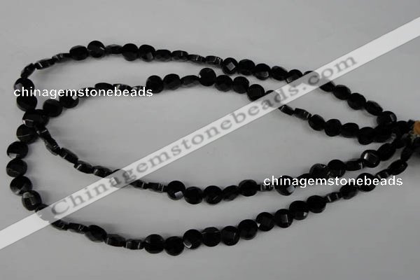 CBS291 15.5 inches 8mm faceted coin blackstone beads wholesale