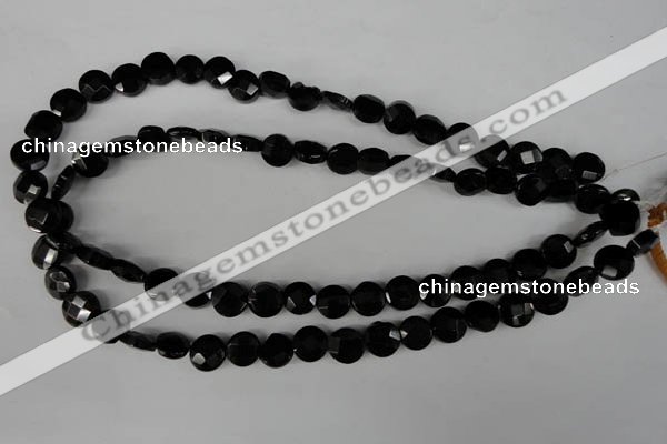 CBS292 15.5 inches 10mm faceted coin blackstone beads wholesale