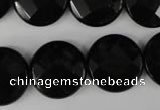 CBS297 15.5 inches 20mm faceted coin blackstone beads wholesale