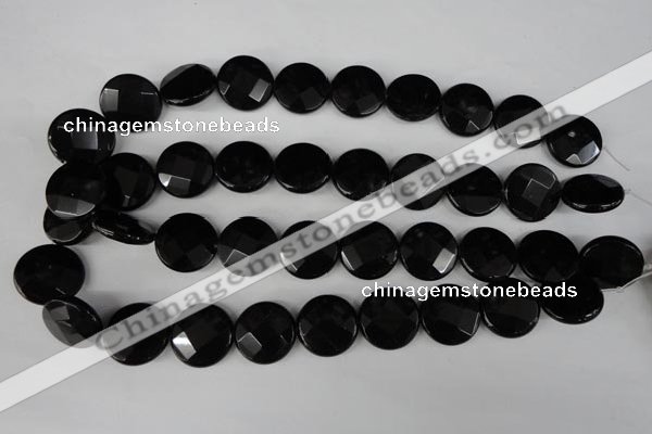 CBS297 15.5 inches 20mm faceted coin blackstone beads wholesale