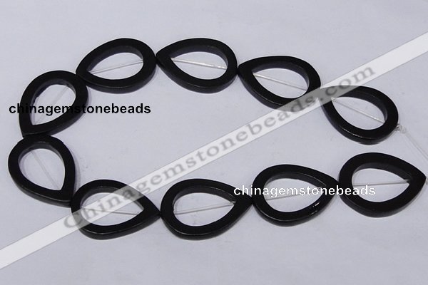 CBS30 15.5 inches 30*40mm teardrop black stone beads wholesale