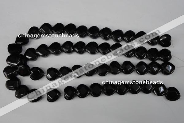 CBS305 15.5 inches 15*15mm faceted heart blackstone beads wholesale