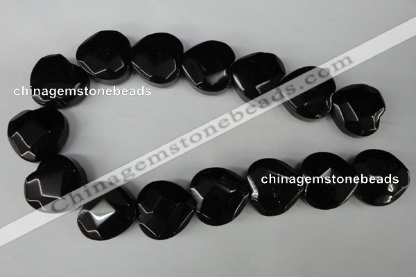 CBS308 15.5 inches 26*26mm faceted heart blackstone beads wholesale