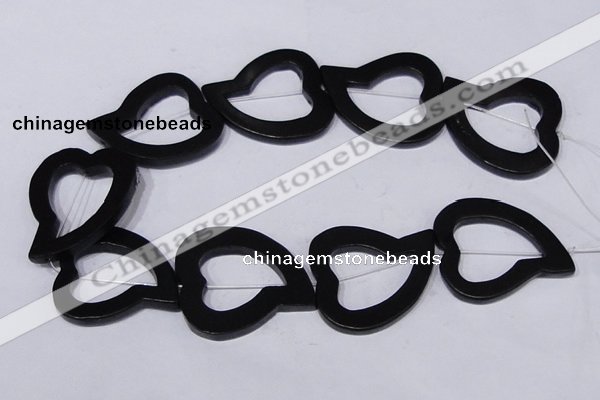 CBS31 15.5 inches 5*35*40mm heart black stone beads wholesale