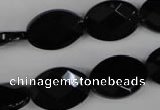 CBS312 15.5 inches 13*18mm faceted oval blackstone beads wholesale